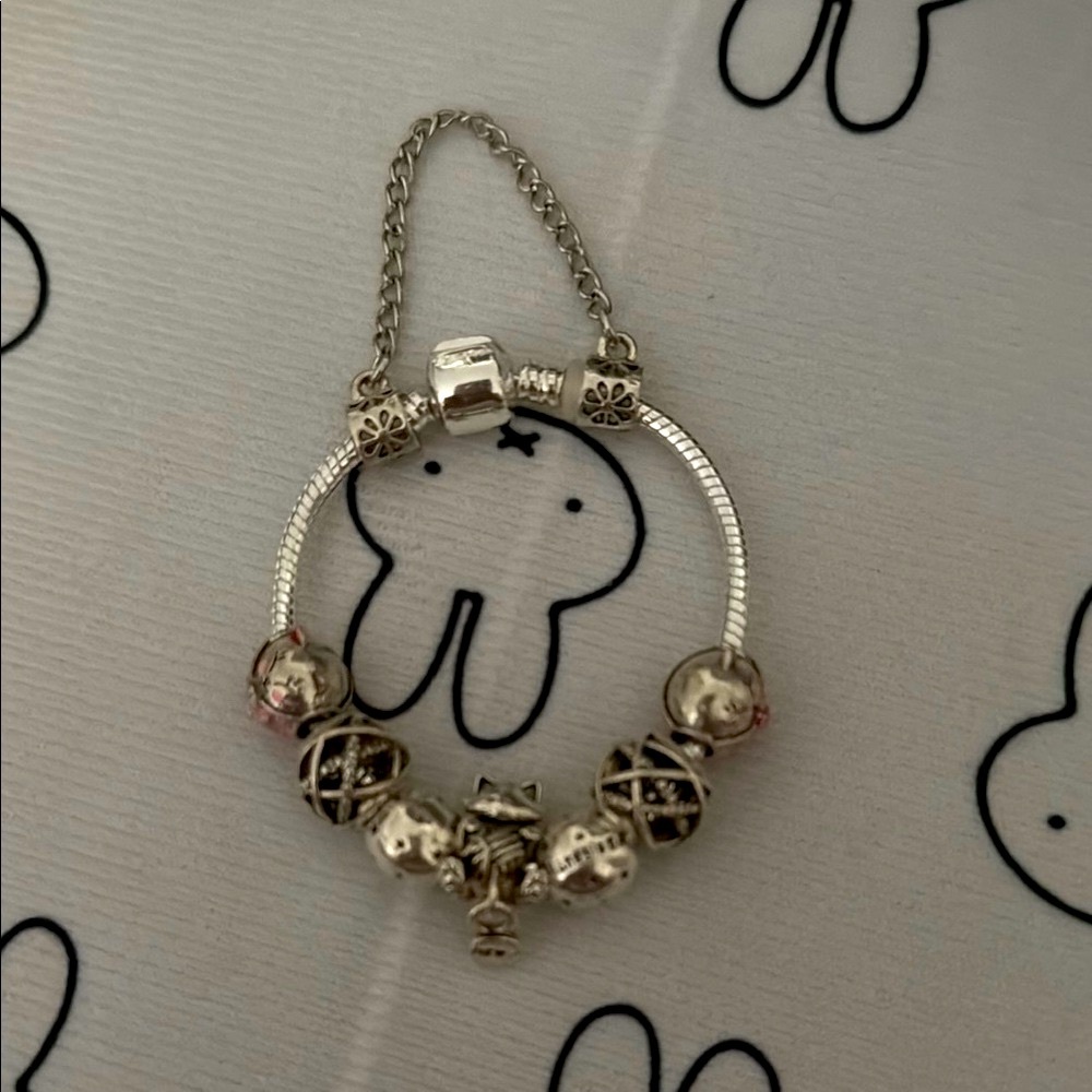 Cat Silver Charm Bracelet